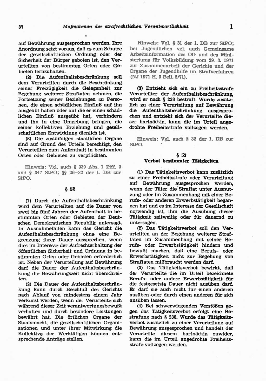 Strafgesetzbuch (StGB) der Deutschen Demokratischen Republik (DDR) und angrenzende Gesetze und Bestimmungen 1977, Seite 37 (StGB DDR Ges. Best. 1977, S. 37)