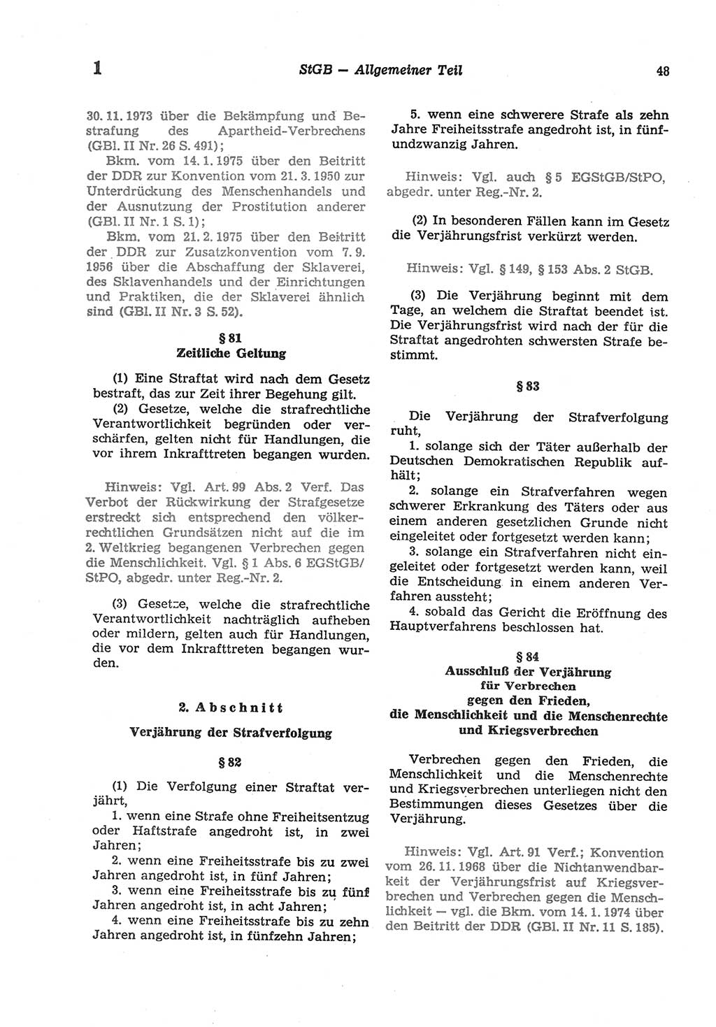 Strafgesetzbuch (StGB) der Deutschen Demokratischen Republik (DDR) und angrenzende Gesetze und Bestimmungen 1977, Seite 48 (StGB DDR Ges. Best. 1977, S. 48)