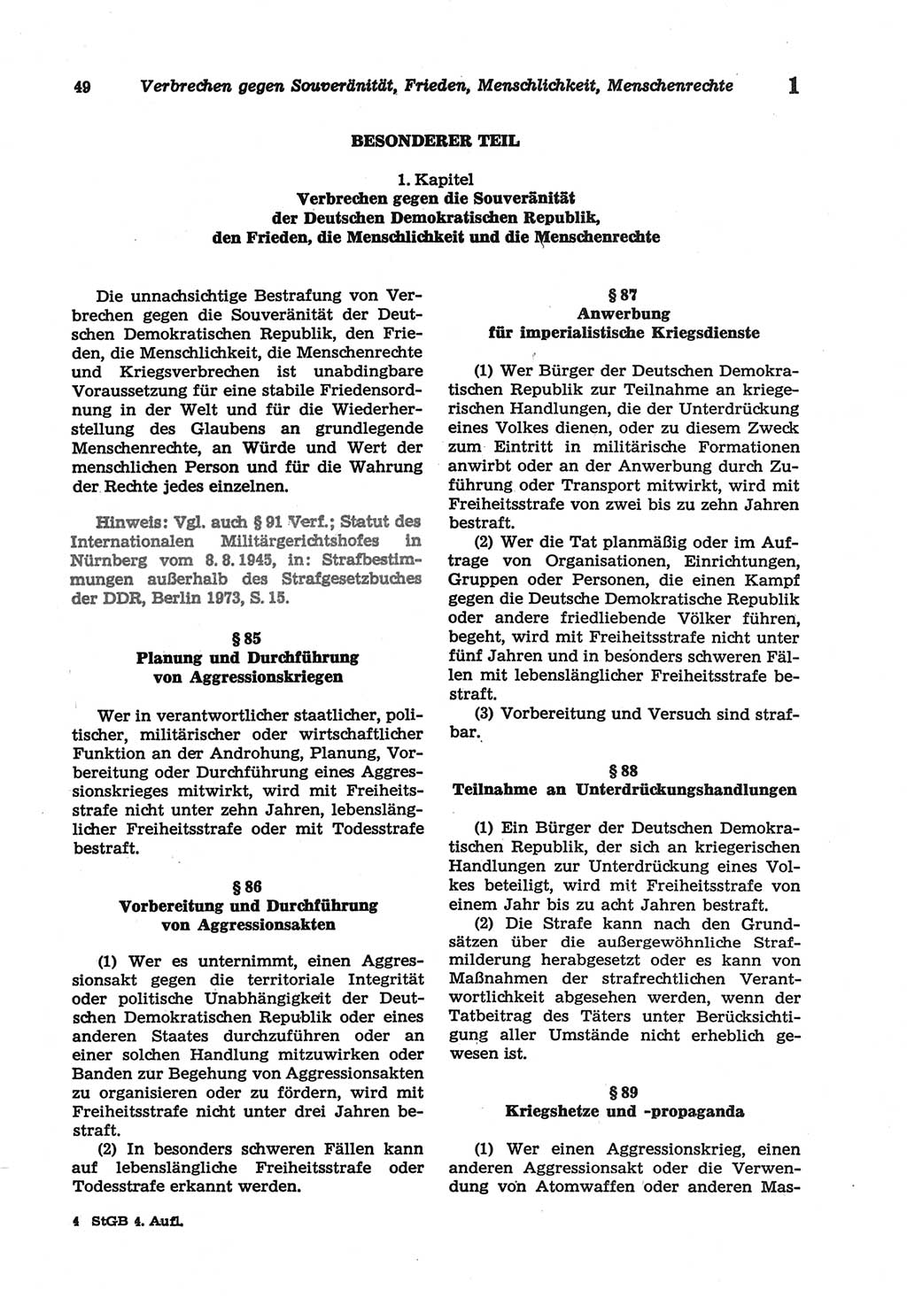 Strafgesetzbuch (StGB) der Deutschen Demokratischen Republik (DDR) und angrenzende Gesetze und Bestimmungen 1977, Seite 49 (StGB DDR Ges. Best. 1977, S. 49)