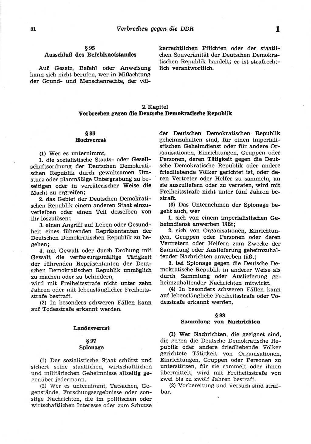 Strafgesetzbuch (StGB) der Deutschen Demokratischen Republik (DDR) und angrenzende Gesetze und Bestimmungen 1977, Seite 51 (StGB DDR Ges. Best. 1977, S. 51)