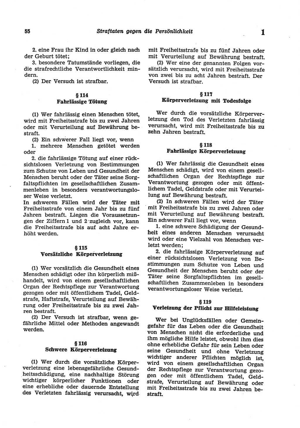 Strafgesetzbuch (StGB) der Deutschen Demokratischen Republik (DDR) und angrenzende Gesetze und Bestimmungen 1977, Seite 55 (StGB DDR Ges. Best. 1977, S. 55)