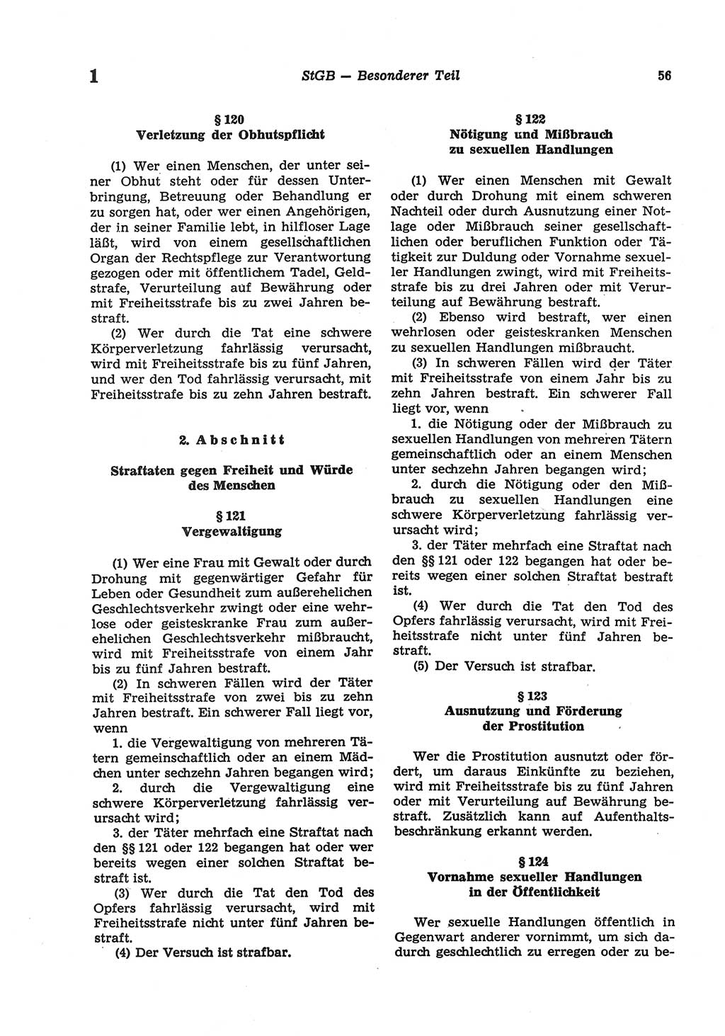 Strafgesetzbuch (StGB) der Deutschen Demokratischen Republik (DDR) und angrenzende Gesetze und Bestimmungen 1977, Seite 56 (StGB DDR Ges. Best. 1977, S. 56)