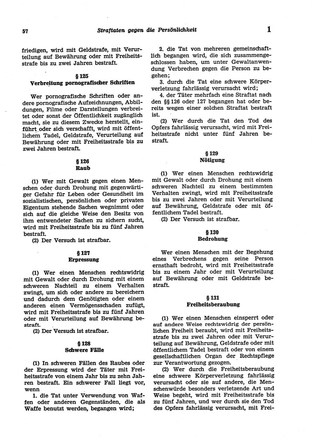 Strafgesetzbuch (StGB) der Deutschen Demokratischen Republik (DDR) und angrenzende Gesetze und Bestimmungen 1977, Seite 57 (StGB DDR Ges. Best. 1977, S. 57)