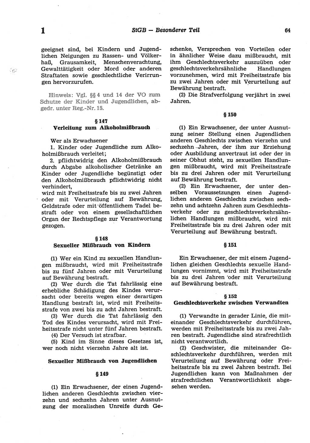 Strafgesetzbuch (StGB) der Deutschen Demokratischen Republik (DDR) und angrenzende Gesetze und Bestimmungen 1977, Seite 64 (StGB DDR Ges. Best. 1977, S. 64)