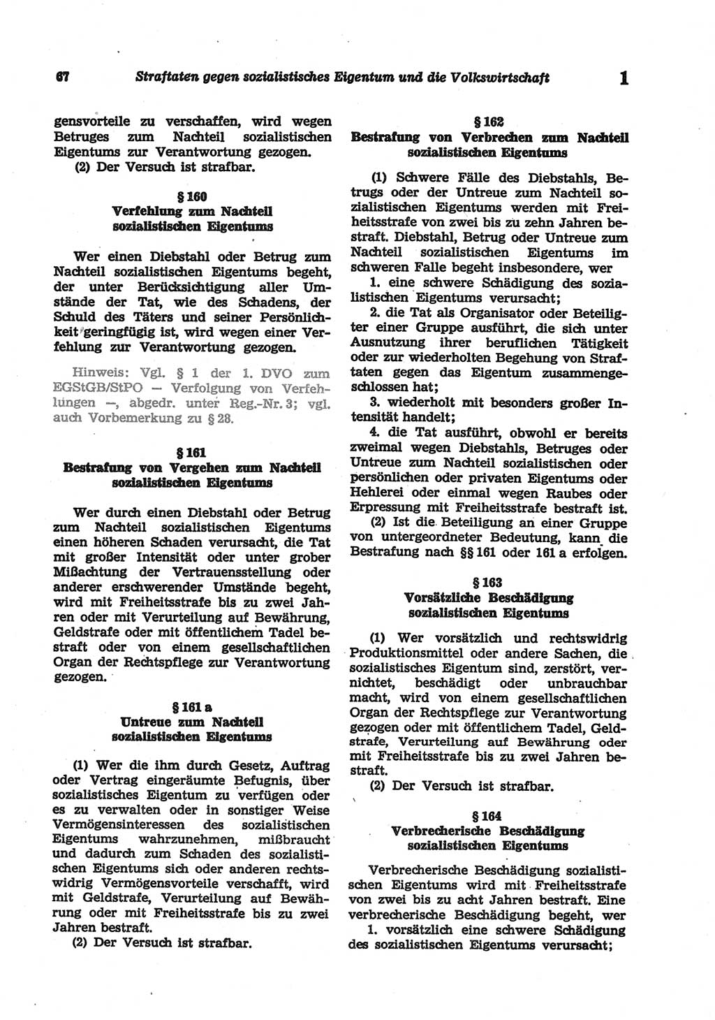 Strafgesetzbuch (StGB) der Deutschen Demokratischen Republik (DDR) und angrenzende Gesetze und Bestimmungen 1977, Seite 67 (StGB DDR Ges. Best. 1977, S. 67)