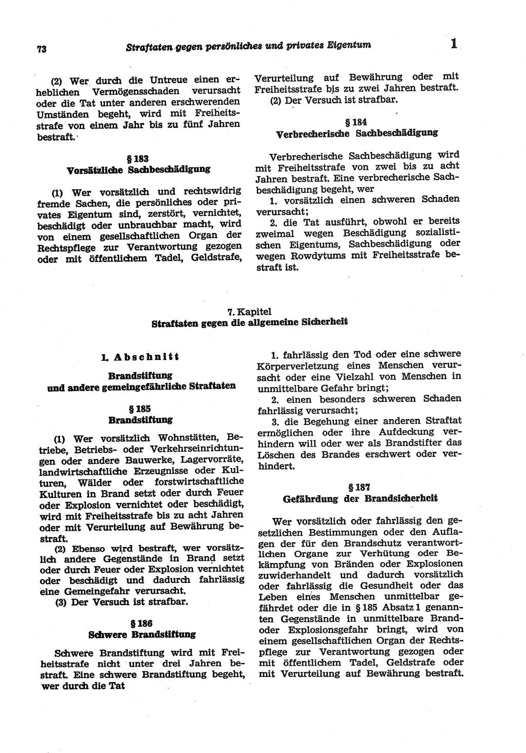 Strafgesetzbuch (StGB) der Deutschen Demokratischen Republik (DDR) und angrenzende Gesetze und Bestimmungen 1977, Seite 73 (StGB DDR Ges. Best. 1977, S. 73)