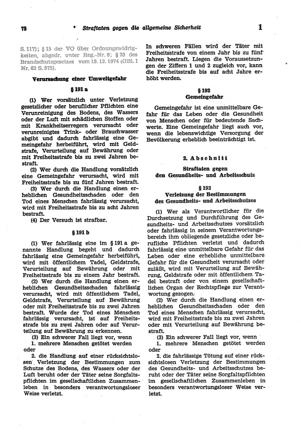 Strafgesetzbuch (StGB) der Deutschen Demokratischen Republik (DDR) und angrenzende Gesetze und Bestimmungen 1977, Seite 75 (StGB DDR Ges. Best. 1977, S. 75)