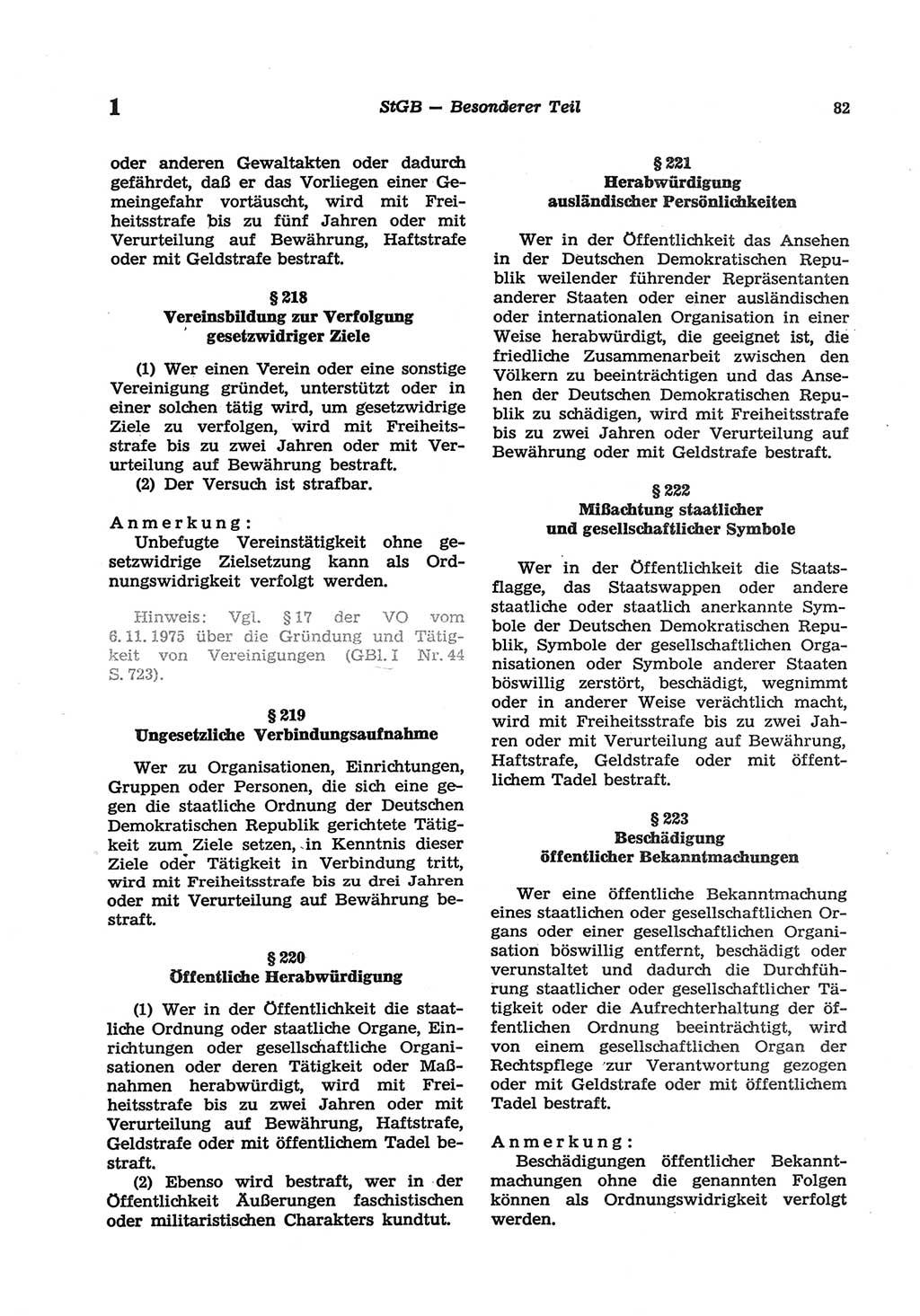 Strafgesetzbuch (StGB) der Deutschen Demokratischen Republik (DDR) und angrenzende Gesetze und Bestimmungen 1977, Seite 82 (StGB DDR Ges. Best. 1977, S. 82)