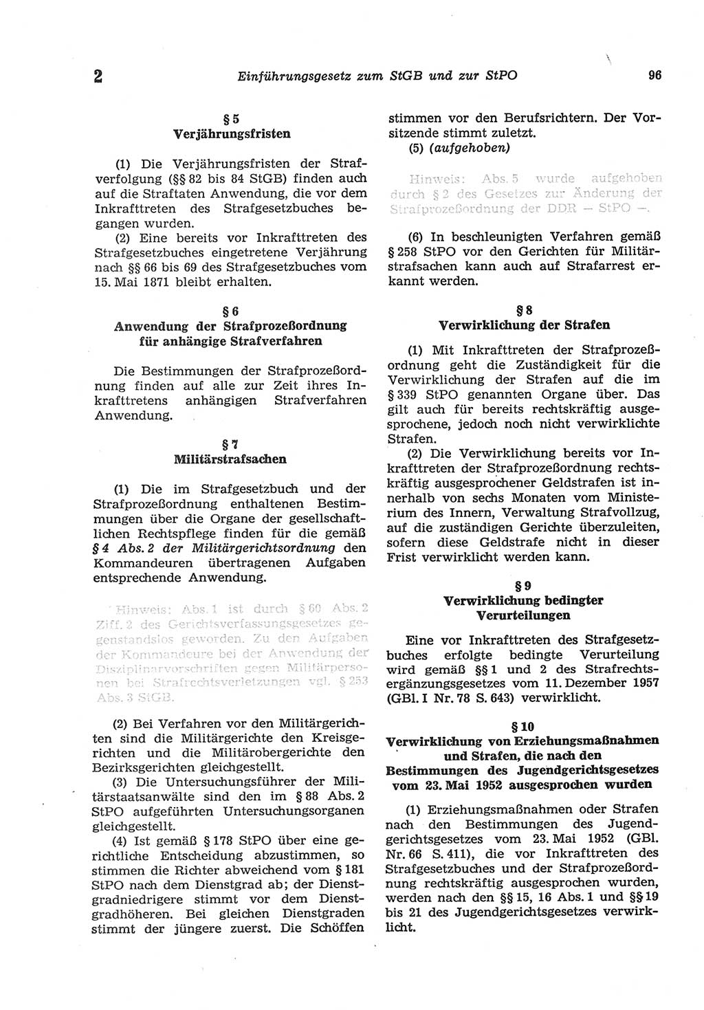 Strafgesetzbuch (StGB) der Deutschen Demokratischen Republik (DDR) und angrenzende Gesetze und Bestimmungen 1977, Seite 96 (StGB DDR Ges. Best. 1977, S. 96)