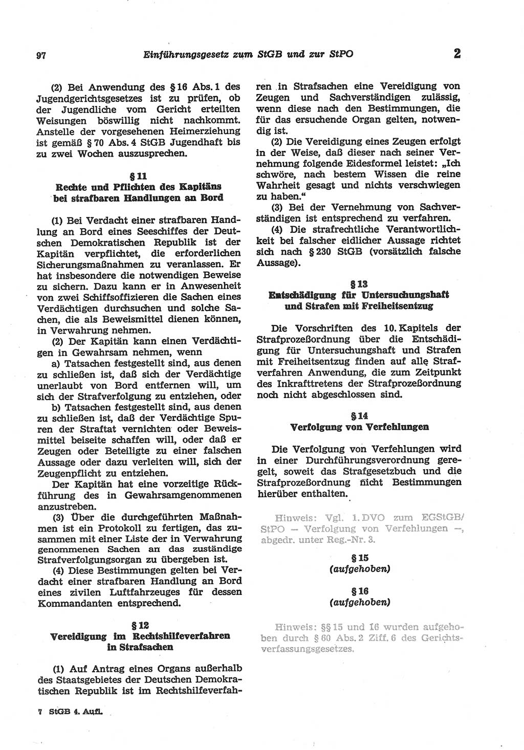 Strafgesetzbuch (StGB) der Deutschen Demokratischen Republik (DDR) und angrenzende Gesetze und Bestimmungen 1977, Seite 97 (StGB DDR Ges. Best. 1977, S. 97)
