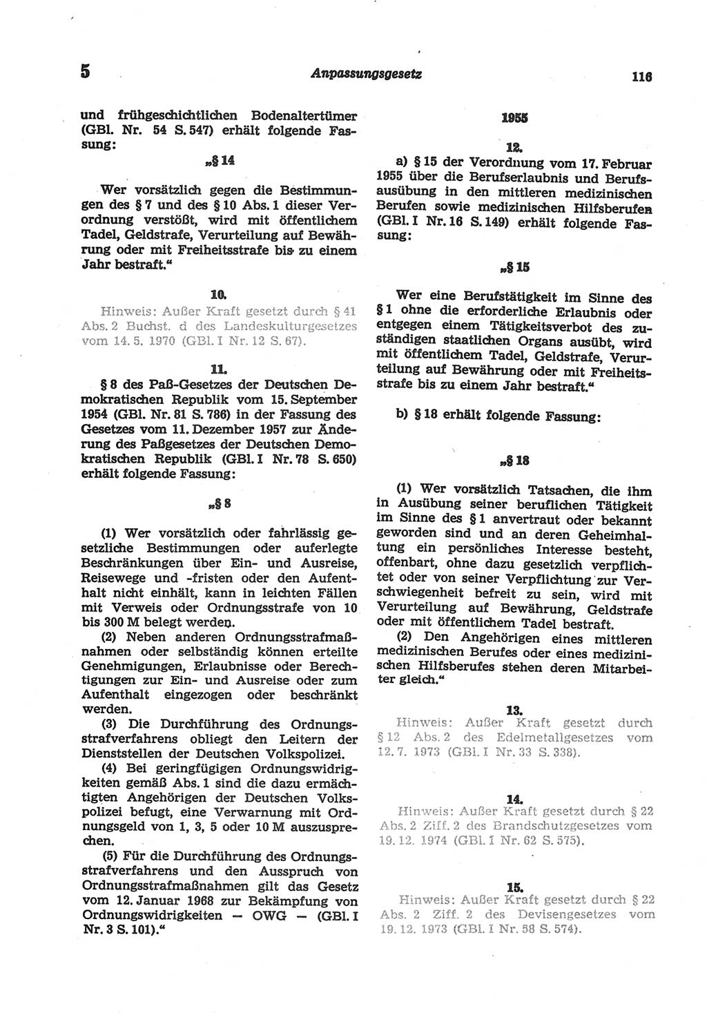 Strafgesetzbuch (StGB) der Deutschen Demokratischen Republik (DDR) und angrenzende Gesetze und Bestimmungen 1977, Seite 116 (StGB DDR Ges. Best. 1977, S. 116)