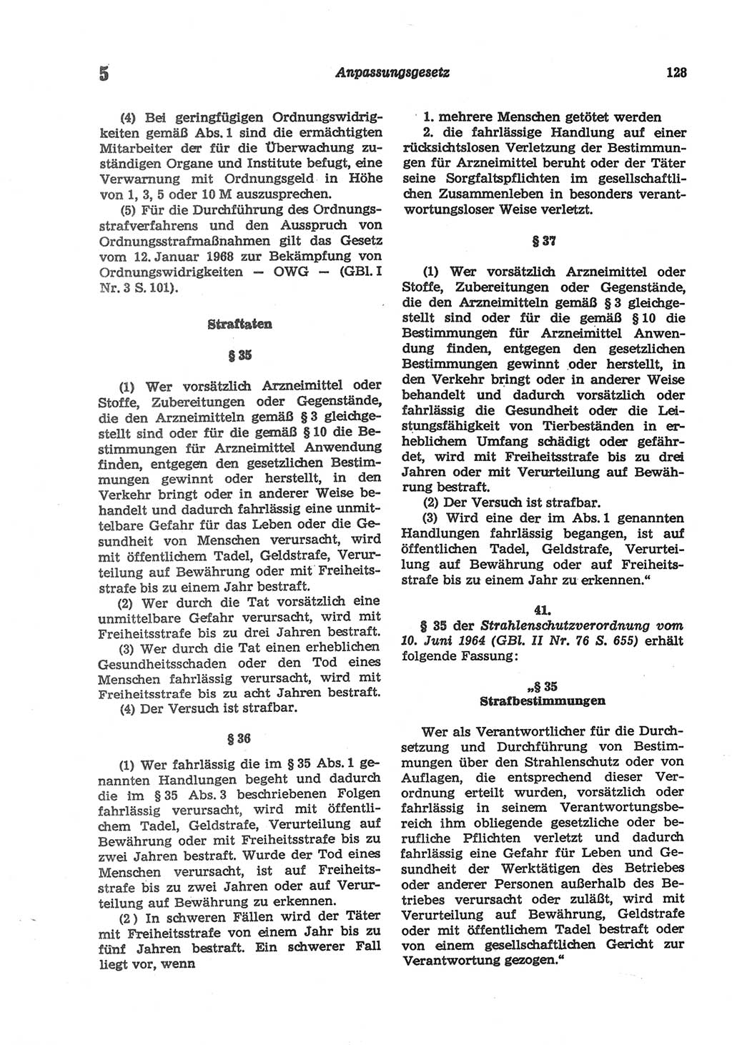 Strafgesetzbuch (StGB) der Deutschen Demokratischen Republik (DDR) und angrenzende Gesetze und Bestimmungen 1977, Seite 128 (StGB DDR Ges. Best. 1977, S. 128)