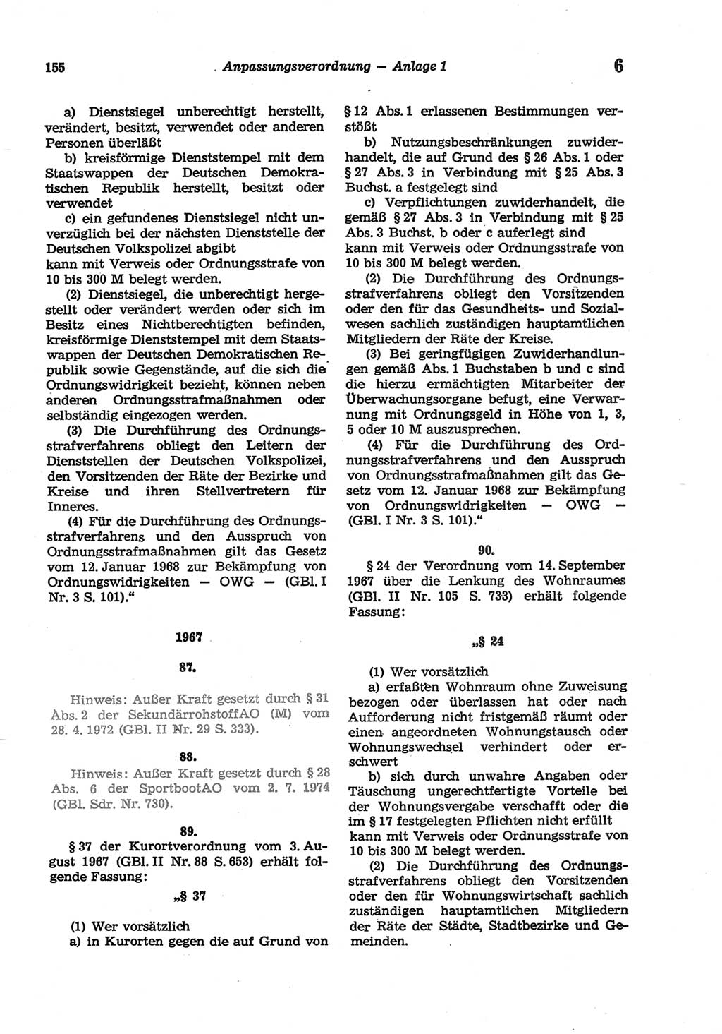 Strafgesetzbuch (StGB) der Deutschen Demokratischen Republik (DDR) und angrenzende Gesetze und Bestimmungen 1977, Seite 155 (StGB DDR Ges. Best. 1977, S. 155)