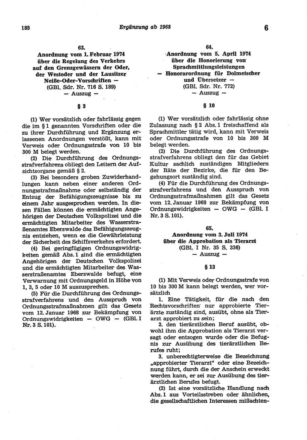 Strafgesetzbuch (StGB) der Deutschen Demokratischen Republik (DDR) und angrenzende Gesetze und Bestimmungen 1977, Seite 185 (StGB DDR Ges. Best. 1977, S. 185)