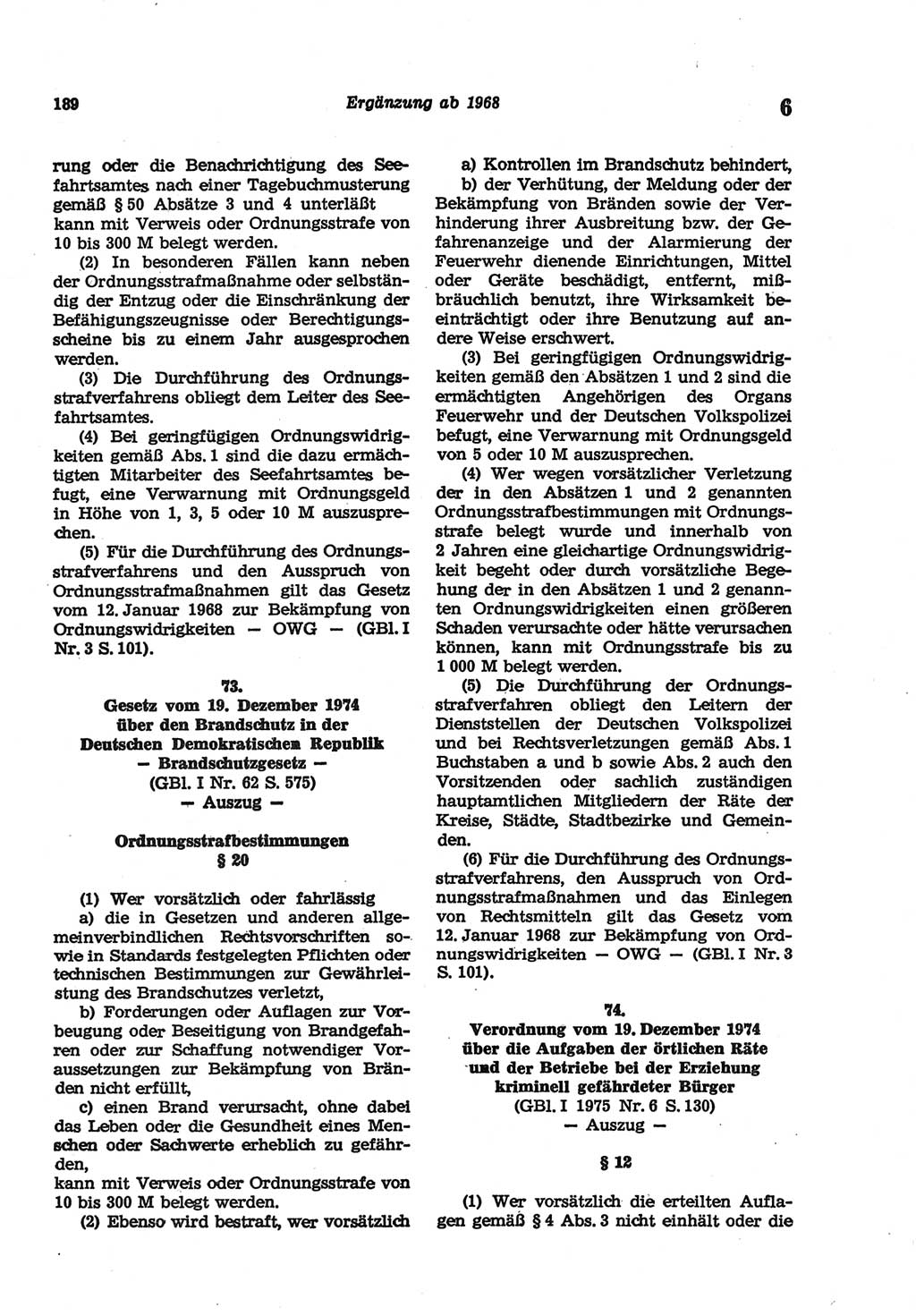 Strafgesetzbuch (StGB) der Deutschen Demokratischen Republik (DDR) und angrenzende Gesetze und Bestimmungen 1977, Seite 189 (StGB DDR Ges. Best. 1977, S. 189)