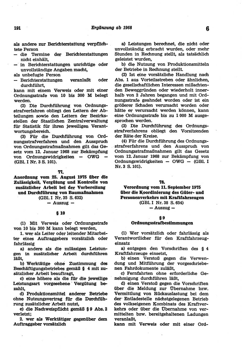 Strafgesetzbuch (StGB) der Deutschen Demokratischen Republik (DDR) und angrenzende Gesetze und Bestimmungen 1977, Seite 191 (StGB DDR Ges. Best. 1977, S. 191)