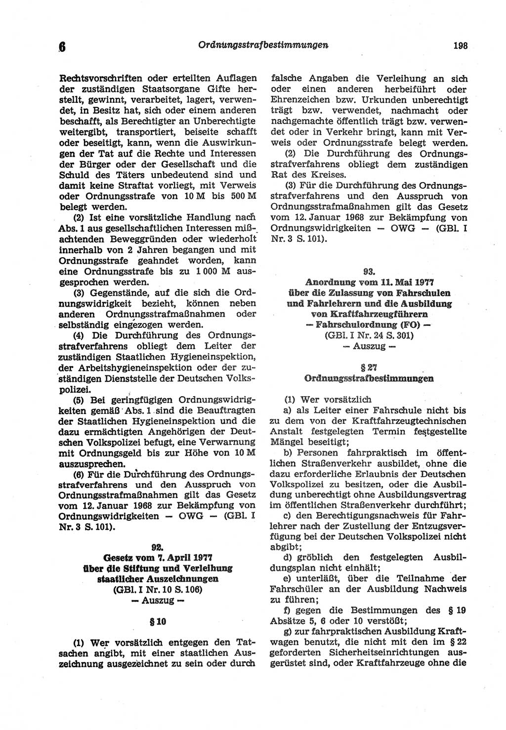 Strafgesetzbuch (StGB) der Deutschen Demokratischen Republik (DDR) und angrenzende Gesetze und Bestimmungen 1977, Seite 198 (StGB DDR Ges. Best. 1977, S. 198)