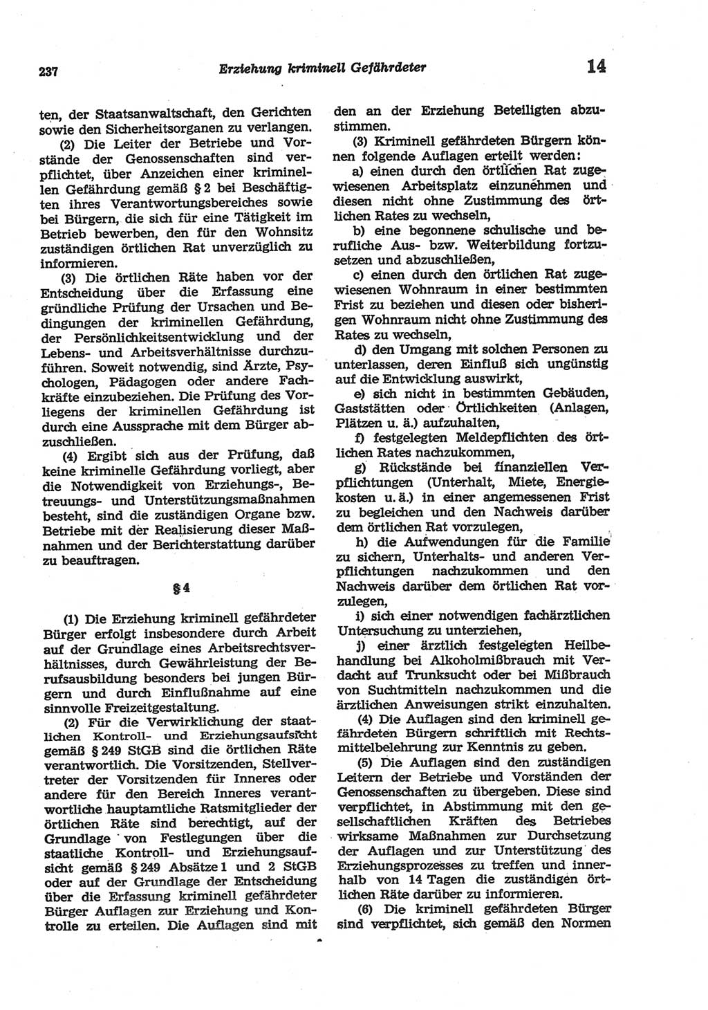 Strafgesetzbuch (StGB) der Deutschen Demokratischen Republik (DDR) und angrenzende Gesetze und Bestimmungen 1977, Seite 237 (StGB DDR Ges. Best. 1977, S. 237)