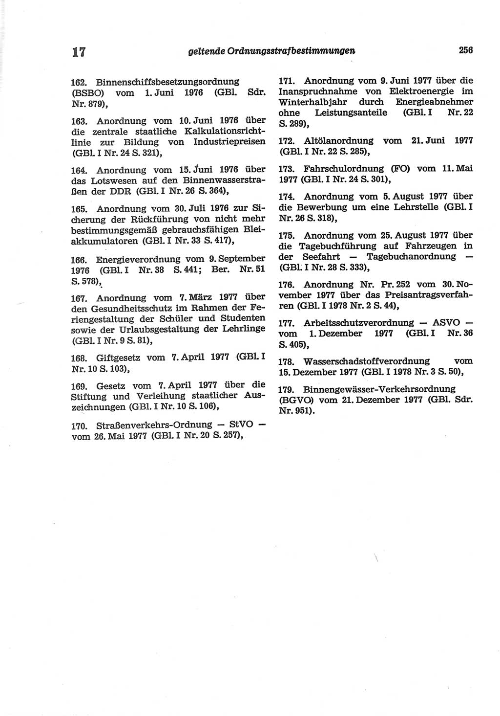 Strafgesetzbuch (StGB) der Deutschen Demokratischen Republik (DDR) und angrenzende Gesetze und Bestimmungen 1977, Seite 256 (StGB DDR Ges. Best. 1977, S. 256)