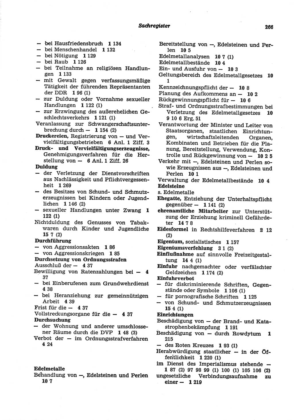 Strafgesetzbuch (StGB) der Deutschen Demokratischen Republik (DDR) und angrenzende Gesetze und Bestimmungen 1977, Seite 266 (StGB DDR Ges. Best. 1977, S. 266)