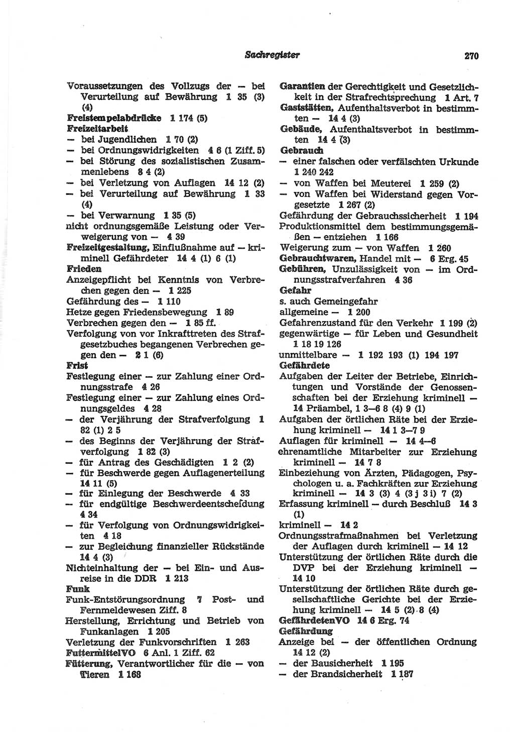 Strafgesetzbuch (StGB) der Deutschen Demokratischen Republik (DDR) und angrenzende Gesetze und Bestimmungen 1977, Seite 270 (StGB DDR Ges. Best. 1977, S. 270)