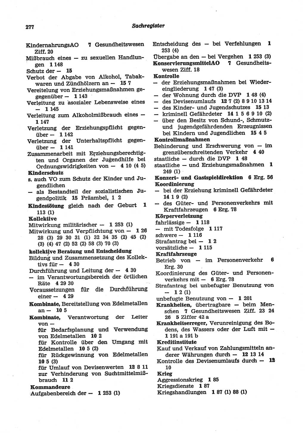 Strafgesetzbuch (StGB) der Deutschen Demokratischen Republik (DDR) und angrenzende Gesetze und Bestimmungen 1977, Seite 277 (StGB DDR Ges. Best. 1977, S. 277)