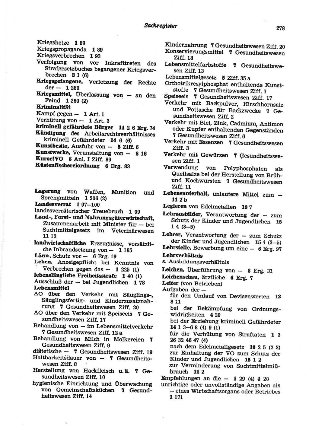 Strafgesetzbuch (StGB) der Deutschen Demokratischen Republik (DDR) und angrenzende Gesetze und Bestimmungen 1977, Seite 278 (StGB DDR Ges. Best. 1977, S. 278)
