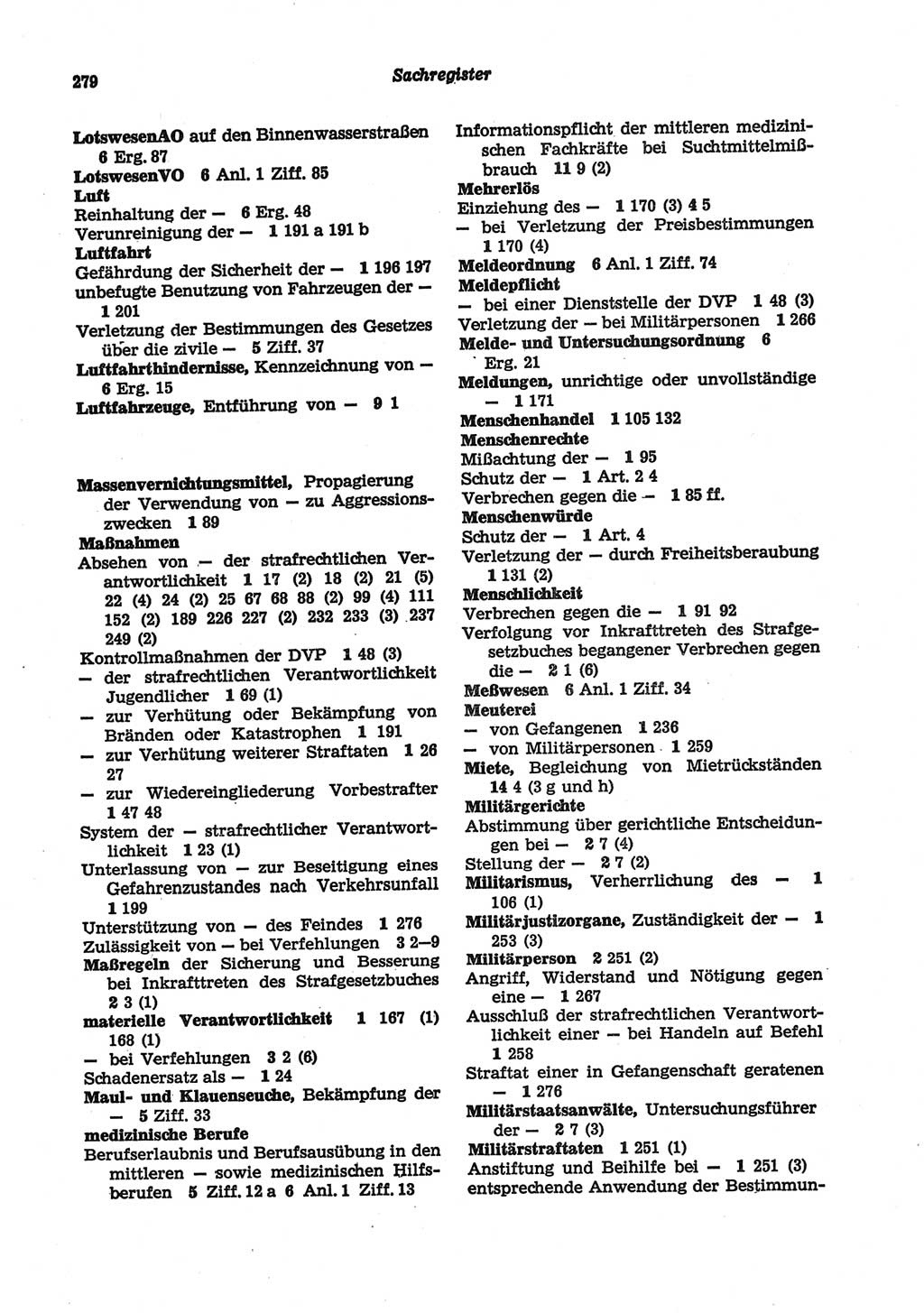 Strafgesetzbuch (StGB) der Deutschen Demokratischen Republik (DDR) und angrenzende Gesetze und Bestimmungen 1977, Seite 279 (StGB DDR Ges. Best. 1977, S. 279)