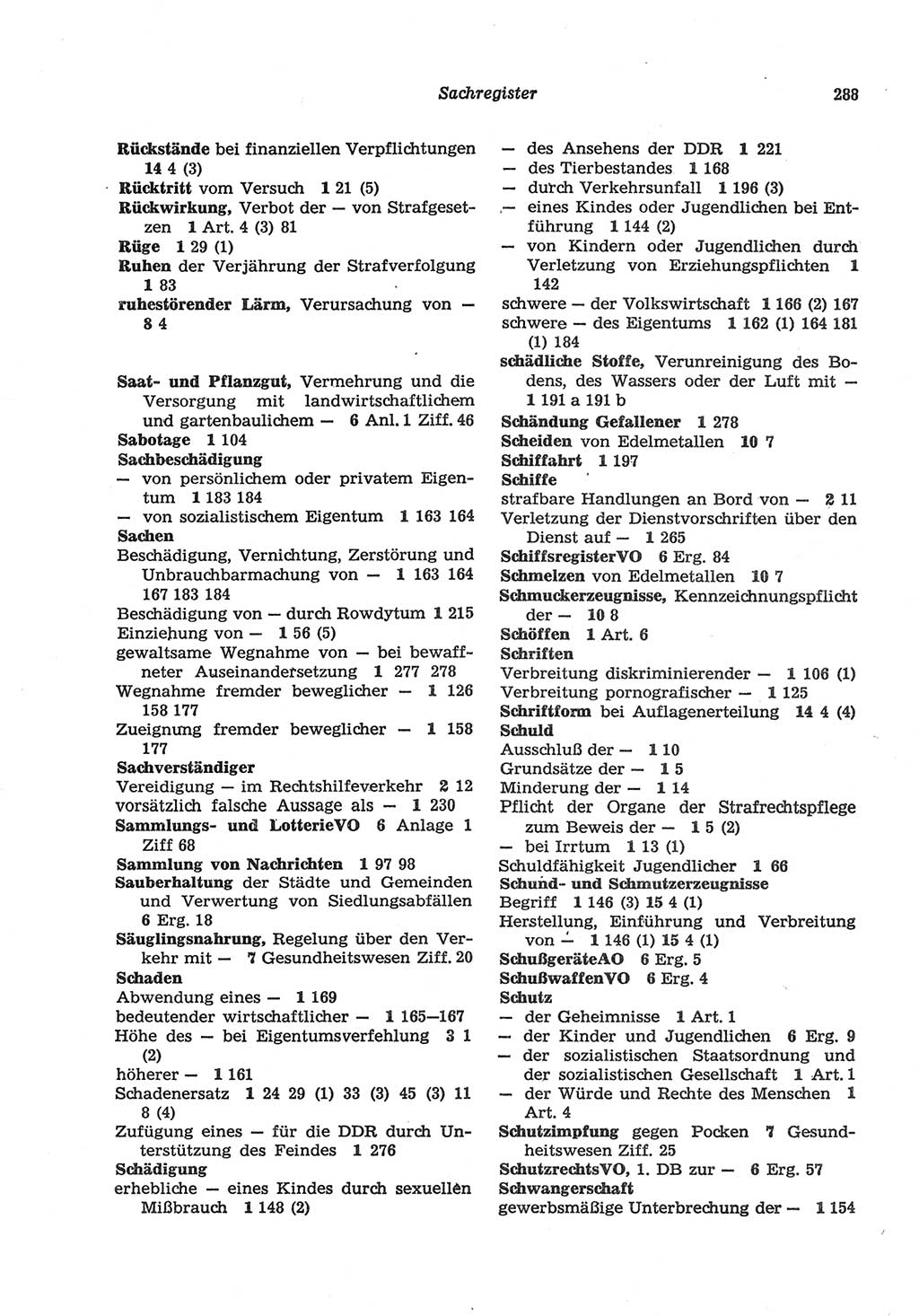 Strafgesetzbuch (StGB) der Deutschen Demokratischen Republik (DDR) und angrenzende Gesetze und Bestimmungen 1977, Seite 288 (StGB DDR Ges. Best. 1977, S. 288)