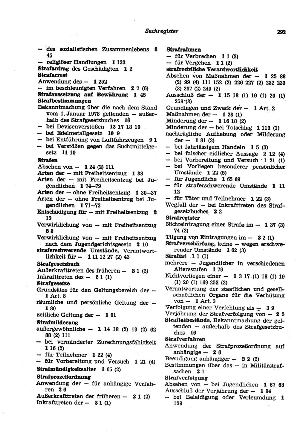 Strafgesetzbuch (StGB) der Deutschen Demokratischen Republik (DDR) und angrenzende Gesetze und Bestimmungen 1977, Seite 292 (StGB DDR Ges. Best. 1977, S. 292)