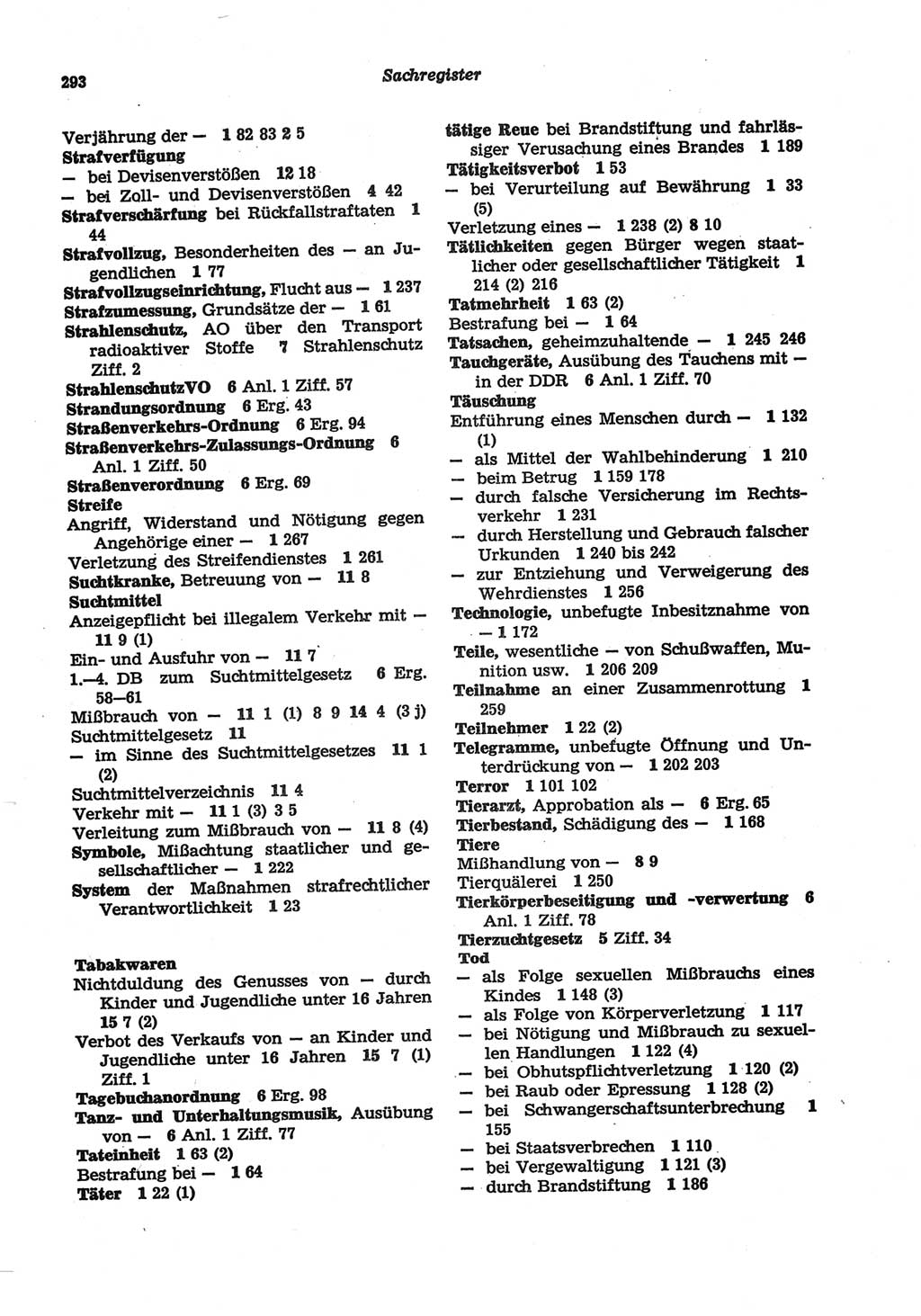 Strafgesetzbuch (StGB) der Deutschen Demokratischen Republik (DDR) und angrenzende Gesetze und Bestimmungen 1977, Seite 293 (StGB DDR Ges. Best. 1977, S. 293)