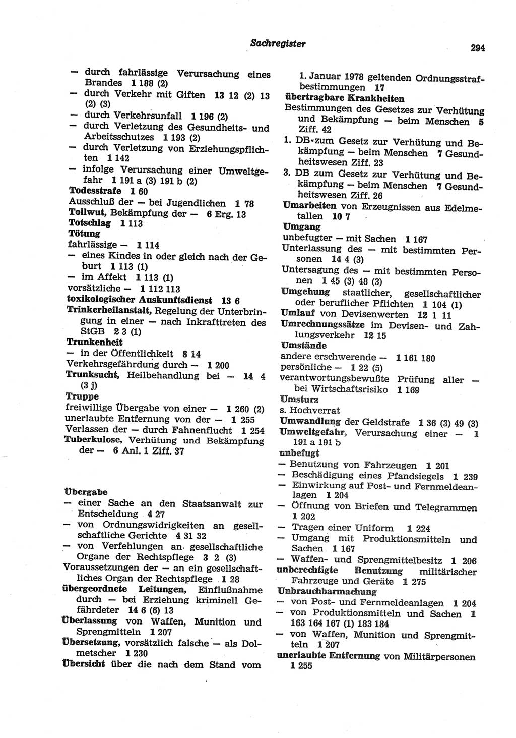 Strafgesetzbuch (StGB) der Deutschen Demokratischen Republik (DDR) und angrenzende Gesetze und Bestimmungen 1977, Seite 294 (StGB DDR Ges. Best. 1977, S. 294)