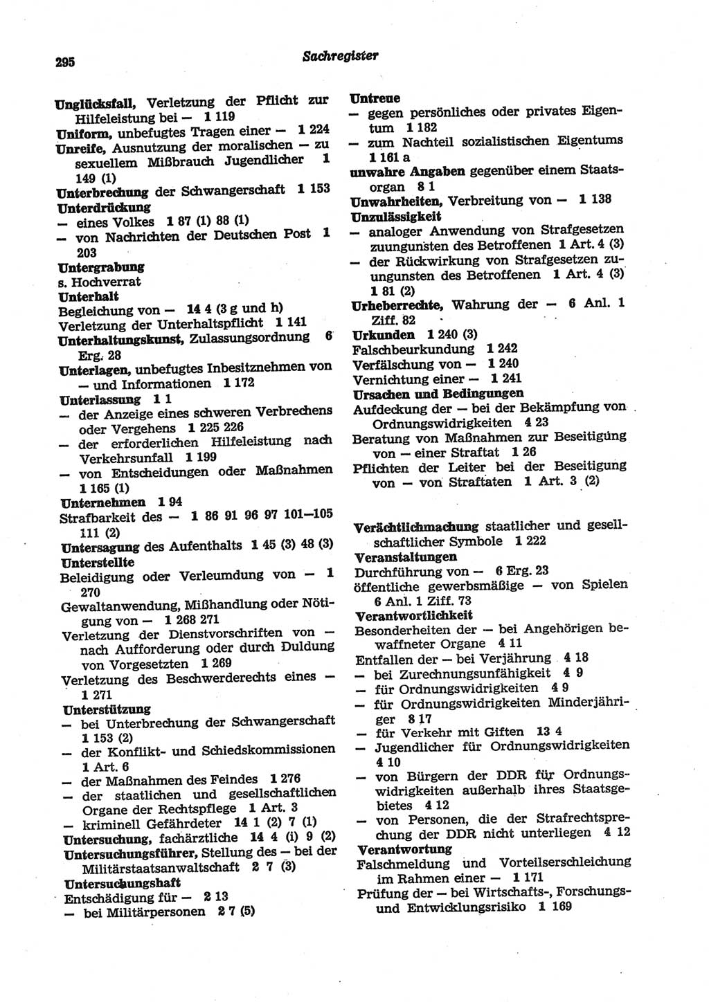 Strafgesetzbuch (StGB) der Deutschen Demokratischen Republik (DDR) und angrenzende Gesetze und Bestimmungen 1977, Seite 295 (StGB DDR Ges. Best. 1977, S. 295)