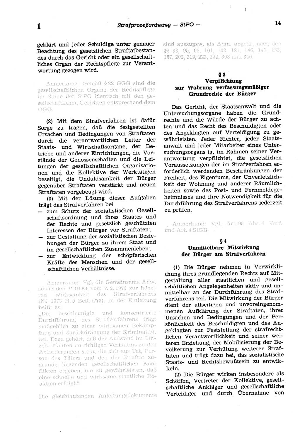 Strafprozeßordnung (StPO) der Deutschen Demokratischen Republik (DDR) sowie angrenzende Gesetze und Bestimmungen 1977, Seite 14 (StPO DDR Ges. Best. 1977, S. 14)