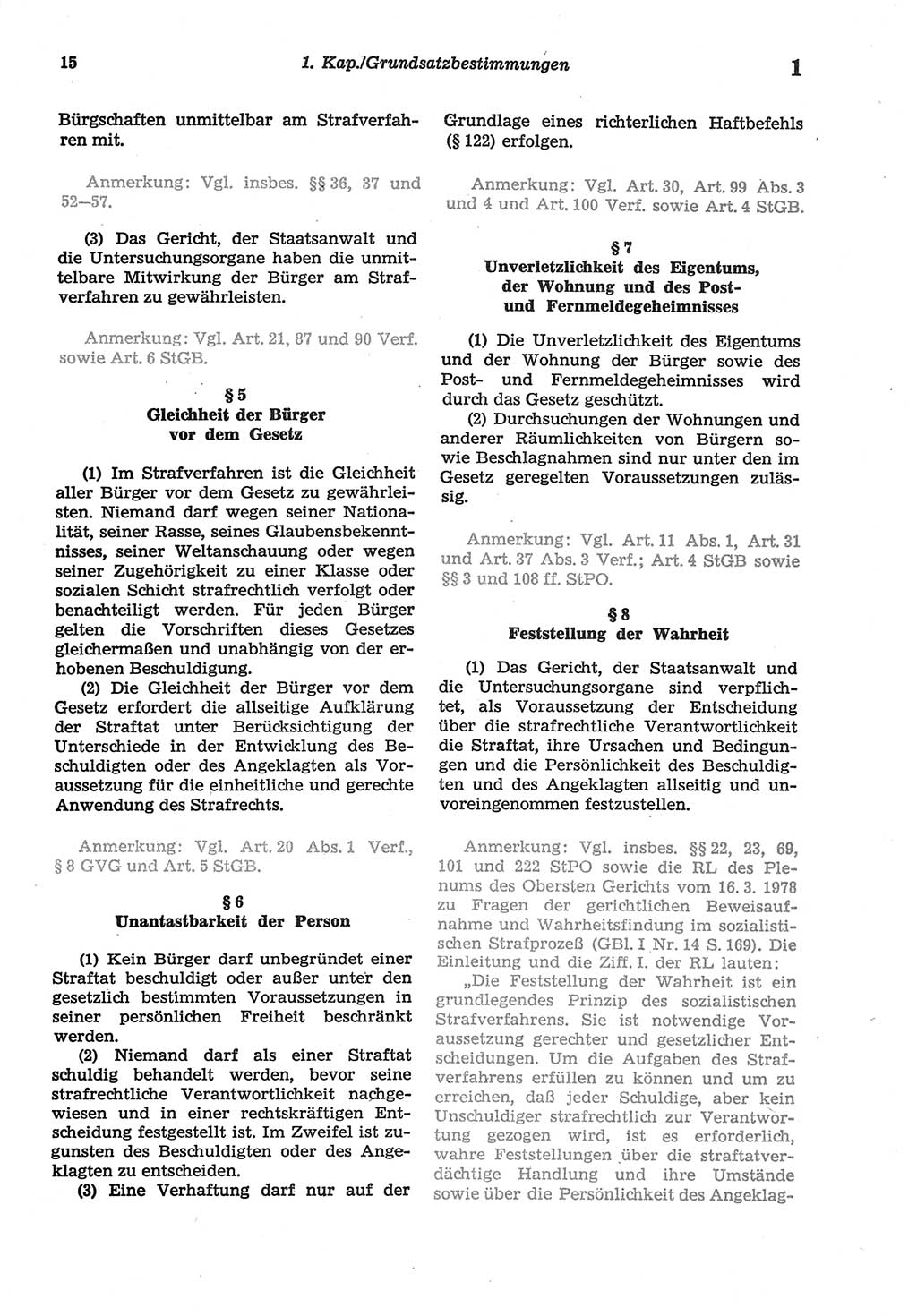 Strafprozeßordnung (StPO) der Deutschen Demokratischen Republik (DDR) sowie angrenzende Gesetze und Bestimmungen 1977, Seite 15 (StPO DDR Ges. Best. 1977, S. 15)