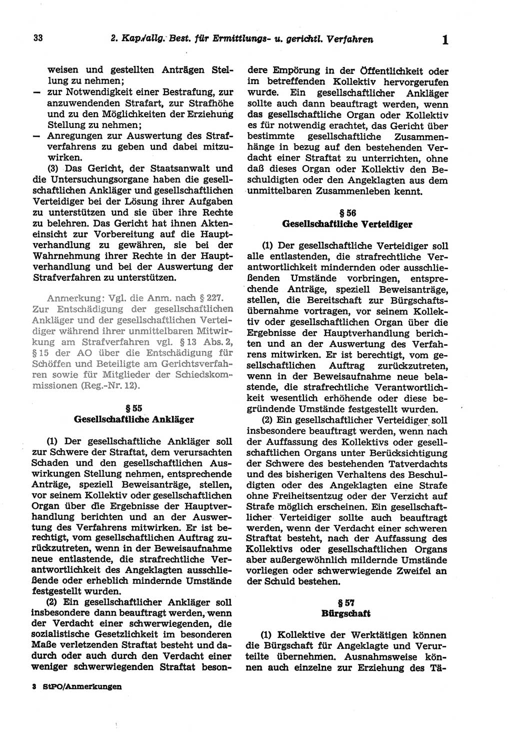Strafprozeßordnung (StPO) der Deutschen Demokratischen Republik (DDR) sowie angrenzende Gesetze und Bestimmungen 1977, Seite 33 (StPO DDR Ges. Best. 1977, S. 33)