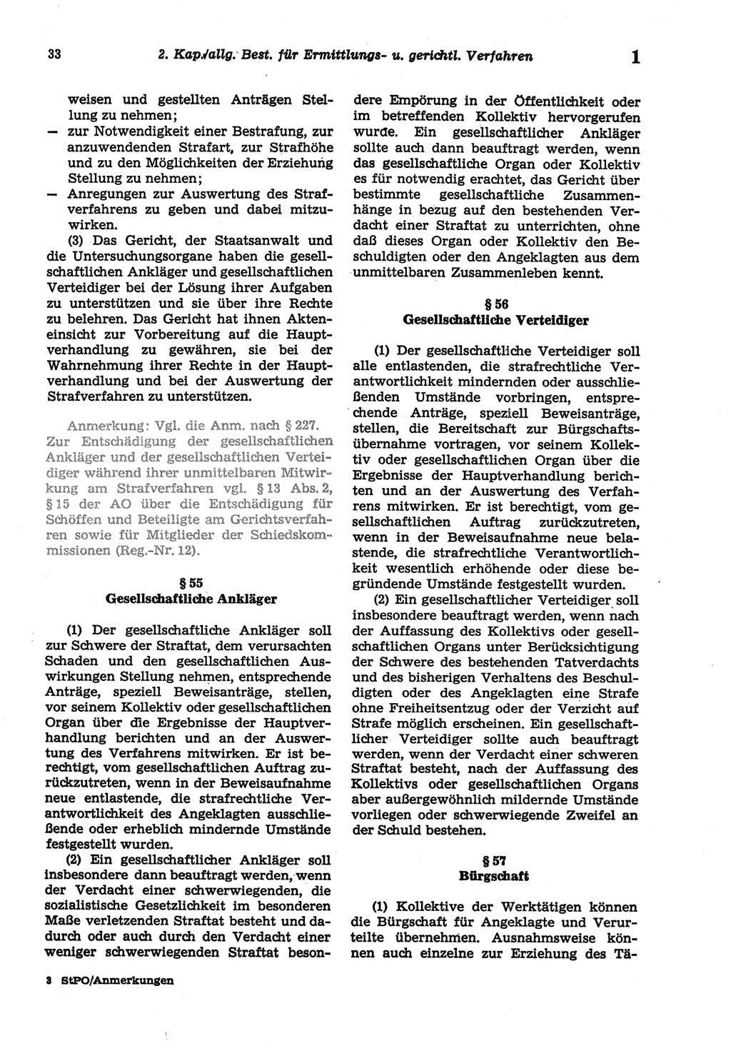 Strafprozeßordnung (StPO) der Deutschen Demokratischen Republik (DDR) sowie angrenzende Gesetze und Bestimmungen 1977, Seite 33 (StPO DDR Ges. Best. 1977, S. 33)