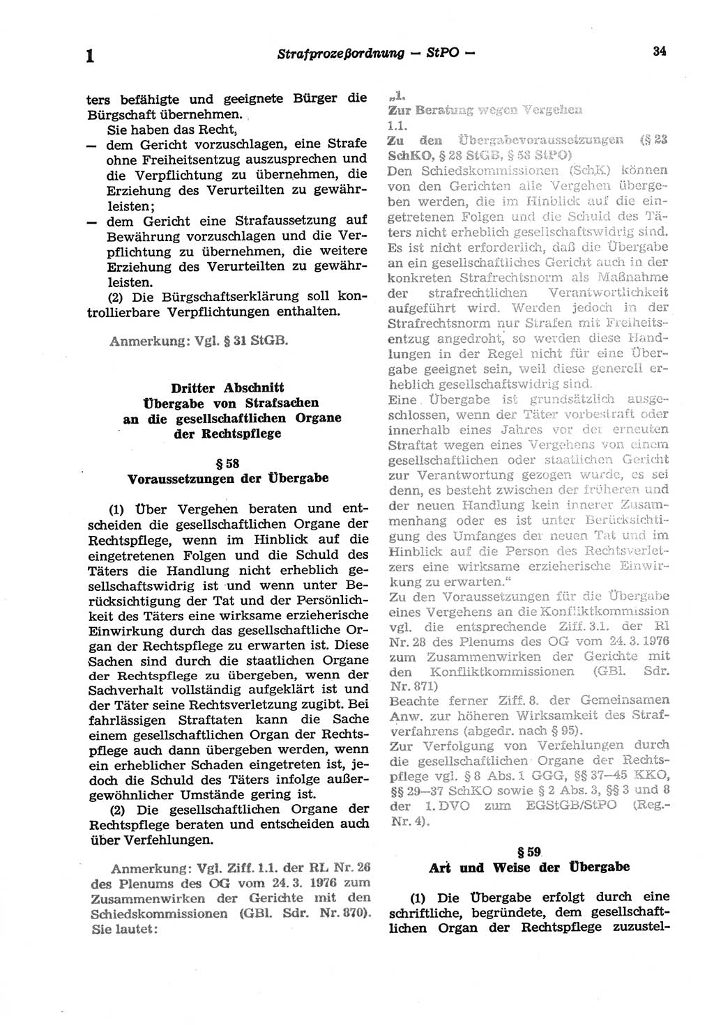 Strafprozeßordnung (StPO) der Deutschen Demokratischen Republik (DDR) sowie angrenzende Gesetze und Bestimmungen 1977, Seite 34 (StPO DDR Ges. Best. 1977, S. 34)