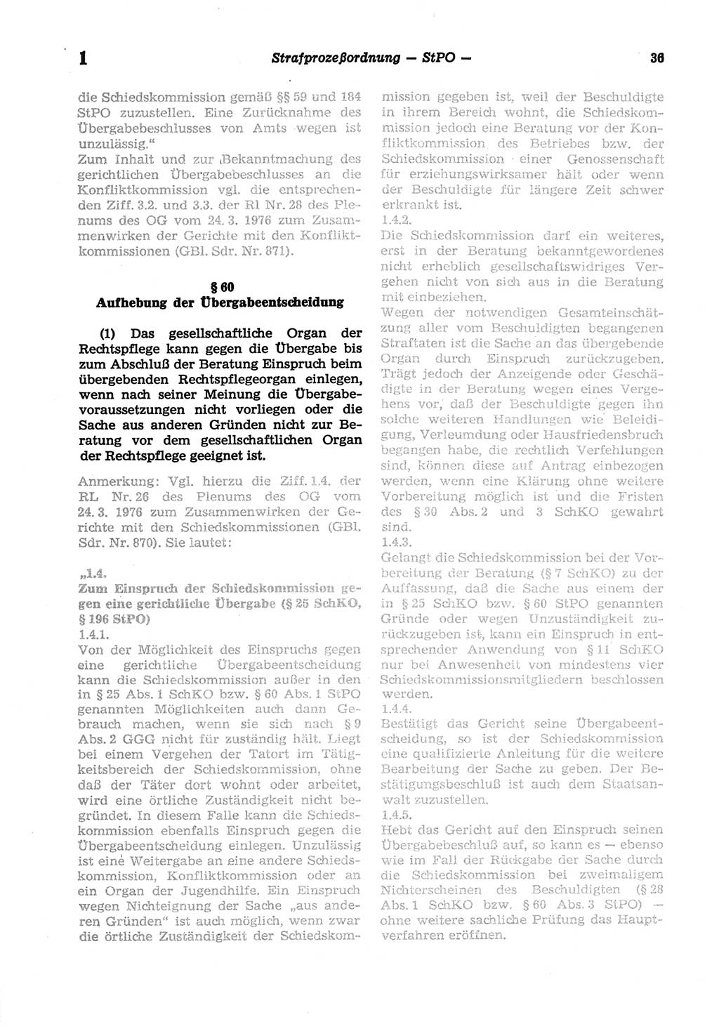 Strafprozeßordnung (StPO) der Deutschen Demokratischen Republik (DDR) sowie angrenzende Gesetze und Bestimmungen 1977, Seite 36 (StPO DDR Ges. Best. 1977, S. 36)