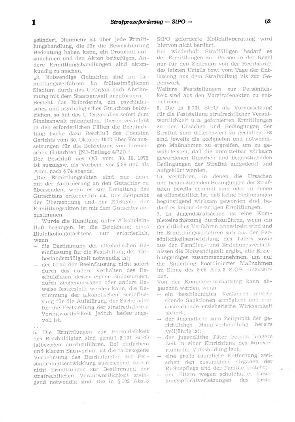 Strafprozeßordnung (StPO) der Deutschen Demokratischen Republik (DDR) sowie angrenzende Gesetze und Bestimmungen 1977, Seite 52 (StPO DDR Ges. Best. 1977, S. 52)