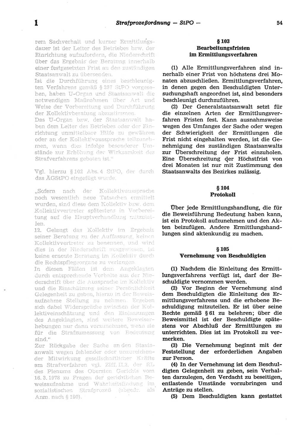 Strafprozeßordnung (StPO) der Deutschen Demokratischen Republik (DDR) sowie angrenzende Gesetze und Bestimmungen 1977, Seite 54 (StPO DDR Ges. Best. 1977, S. 54)