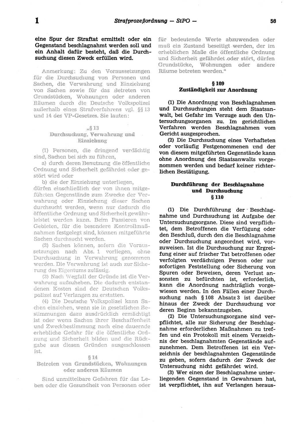 Strafprozeßordnung (StPO) der Deutschen Demokratischen Republik (DDR) sowie angrenzende Gesetze und Bestimmungen 1977, Seite 56 (StPO DDR Ges. Best. 1977, S. 56)