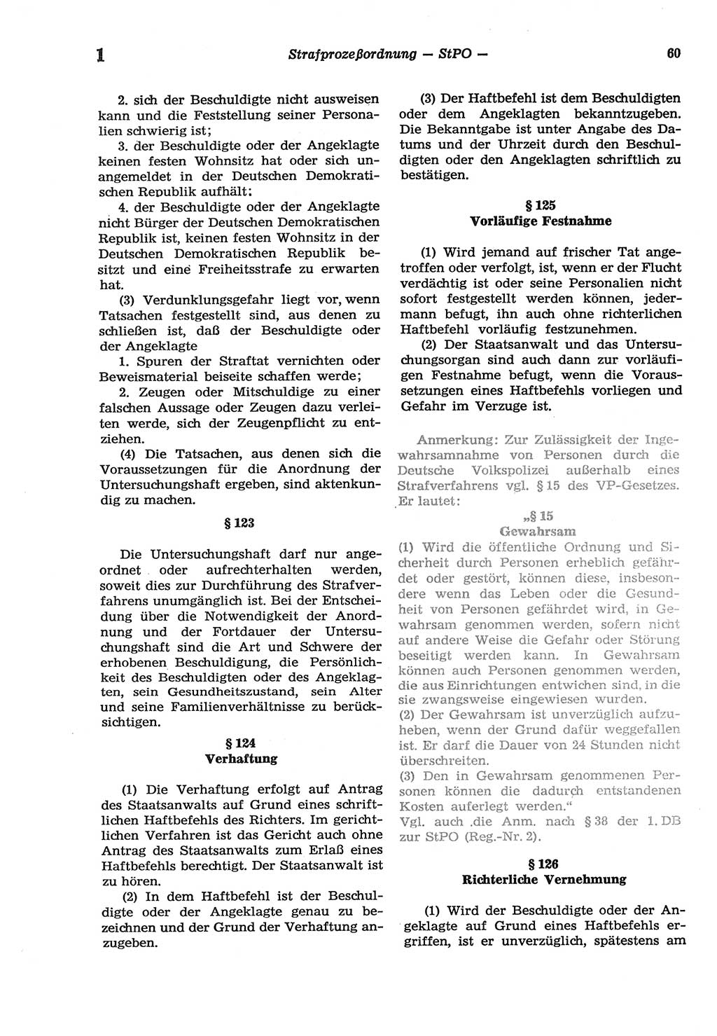 Strafprozeßordnung (StPO) der Deutschen Demokratischen Republik (DDR) sowie angrenzende Gesetze und Bestimmungen 1977, Seite 60 (StPO DDR Ges. Best. 1977, S. 60)