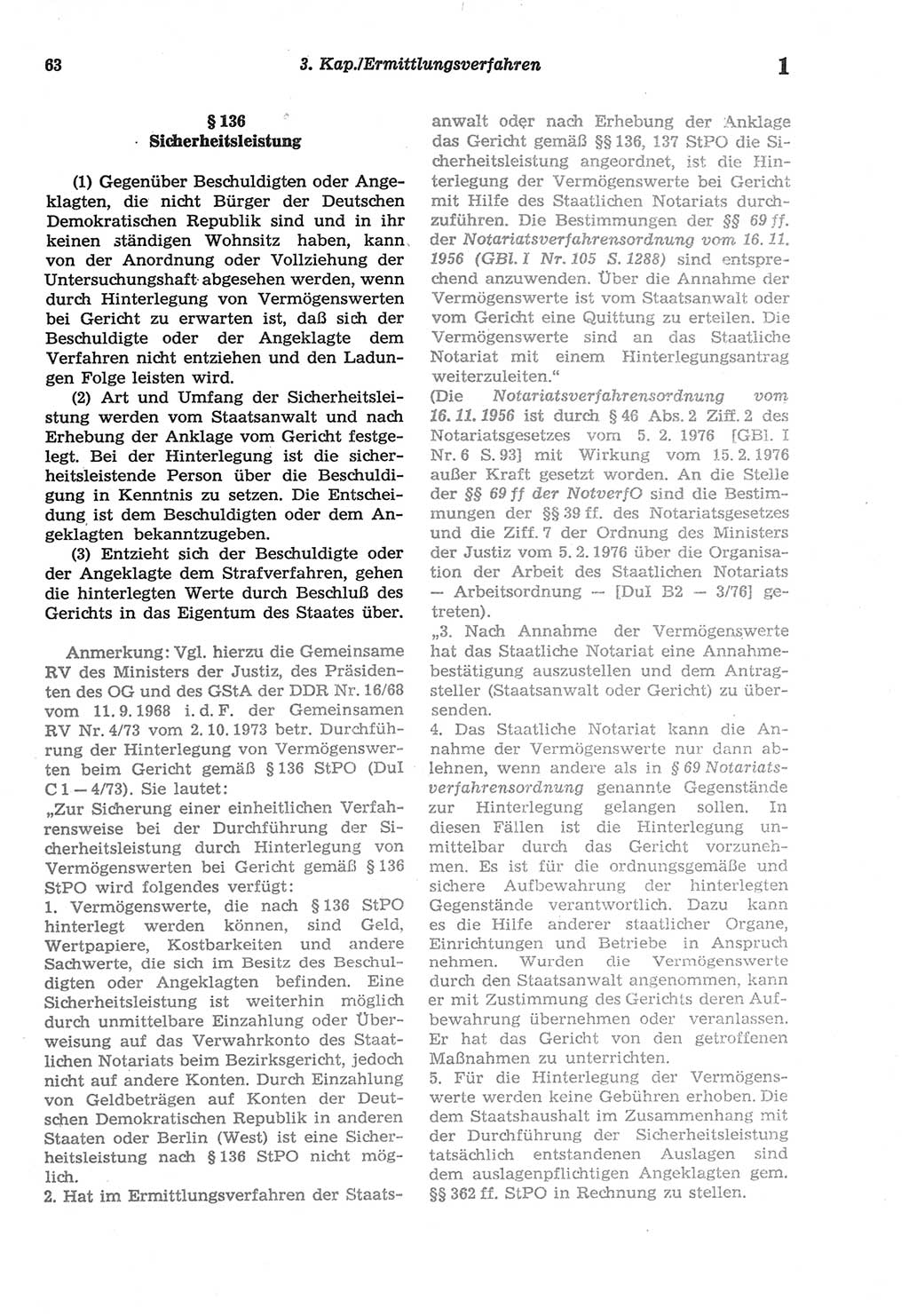 Strafprozeßordnung (StPO) der Deutschen Demokratischen Republik (DDR) sowie angrenzende Gesetze und Bestimmungen 1977, Seite 63 (StPO DDR Ges. Best. 1977, S. 63)