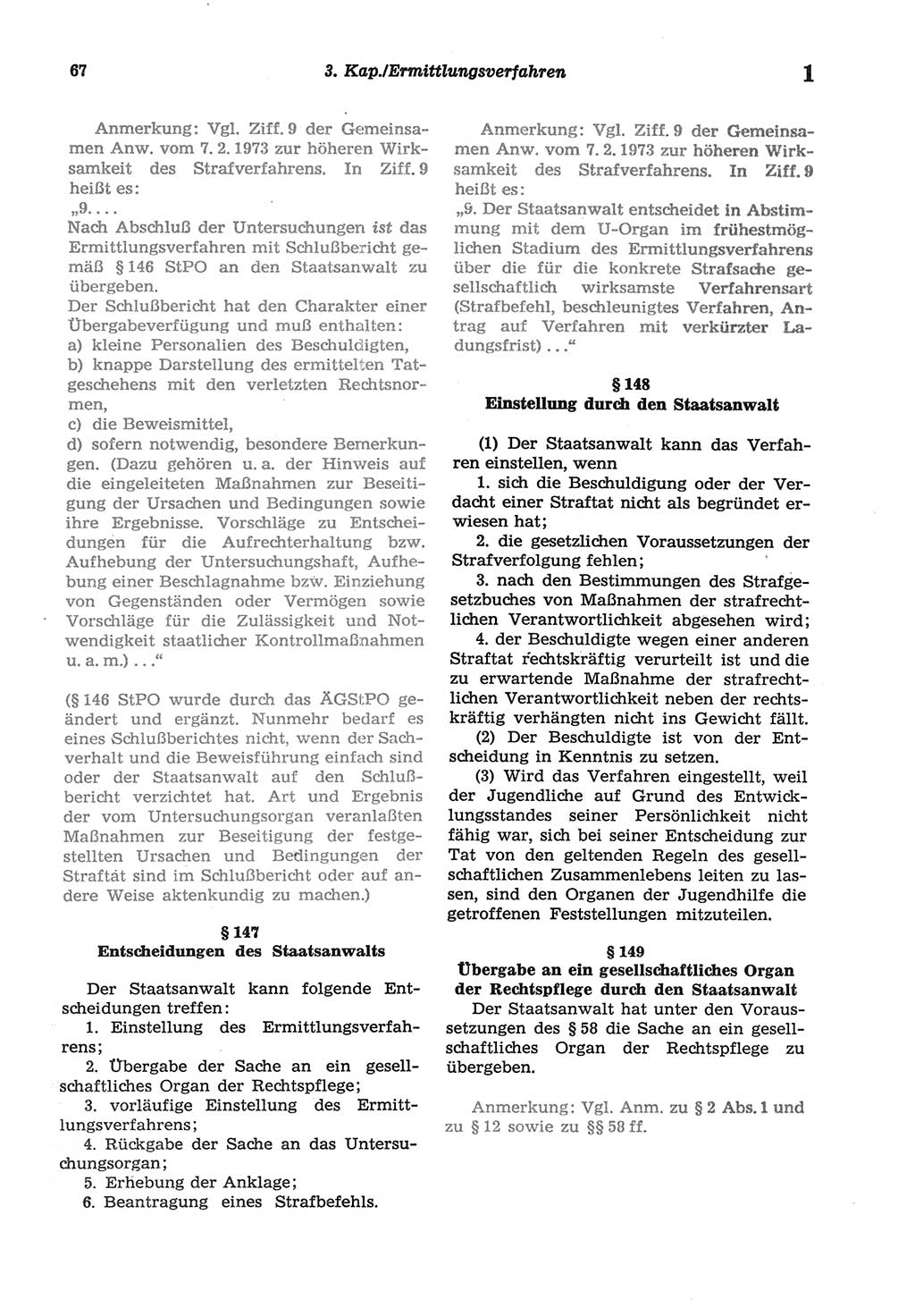 Strafprozeßordnung (StPO) der Deutschen Demokratischen Republik (DDR) sowie angrenzende Gesetze und Bestimmungen 1977, Seite 67 (StPO DDR Ges. Best. 1977, S. 67)