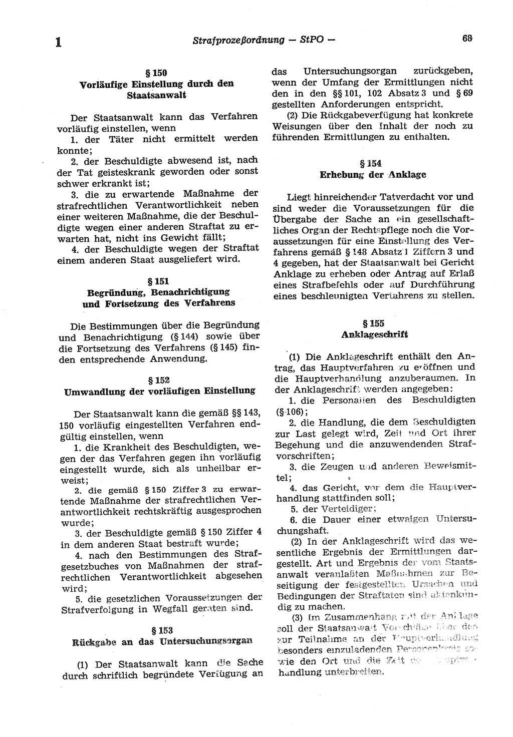 Strafprozeßordnung (StPO) der Deutschen Demokratischen Republik (DDR) sowie angrenzende Gesetze und Bestimmungen 1977, Seite 68 (StPO DDR Ges. Best. 1977, S. 68)