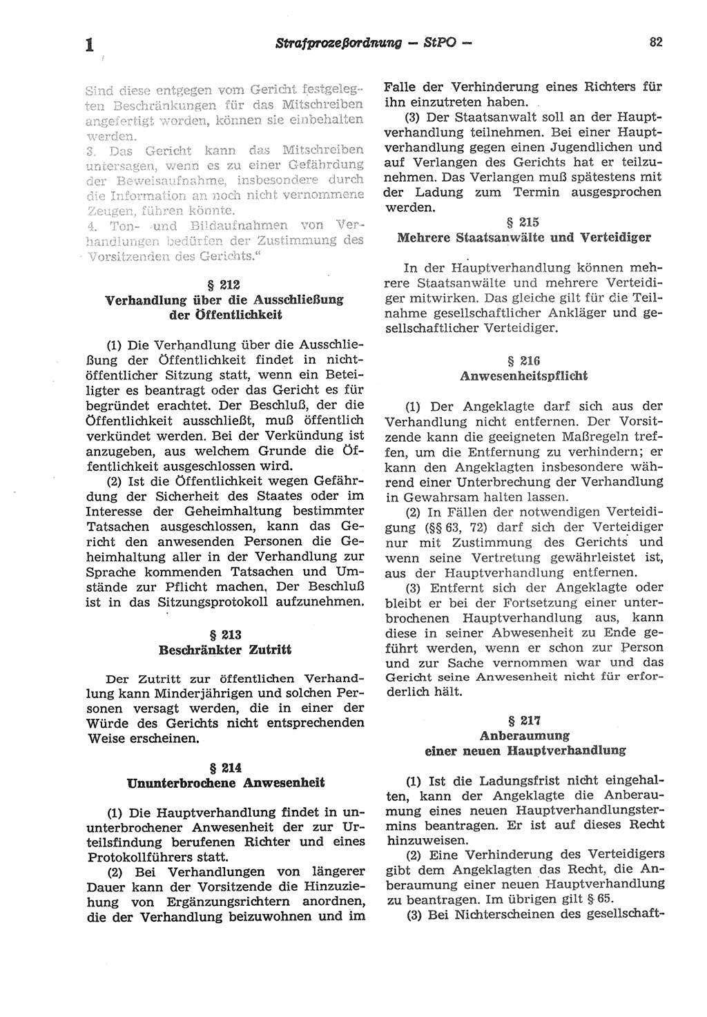 Strafprozeßordnung (StPO) der Deutschen Demokratischen Republik (DDR) sowie angrenzende Gesetze und Bestimmungen 1977, Seite 82 (StPO DDR Ges. Best. 1977, S. 82)