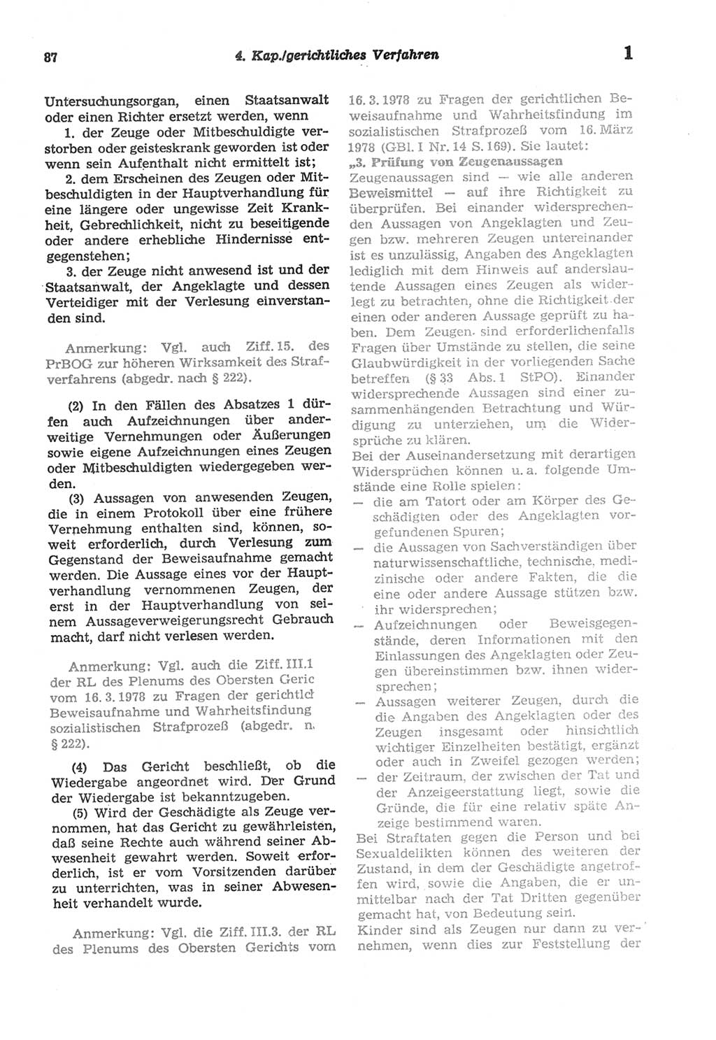 Strafprozeßordnung (StPO) der Deutschen Demokratischen Republik (DDR) sowie angrenzende Gesetze und Bestimmungen 1977, Seite 87 (StPO DDR Ges. Best. 1977, S. 87)