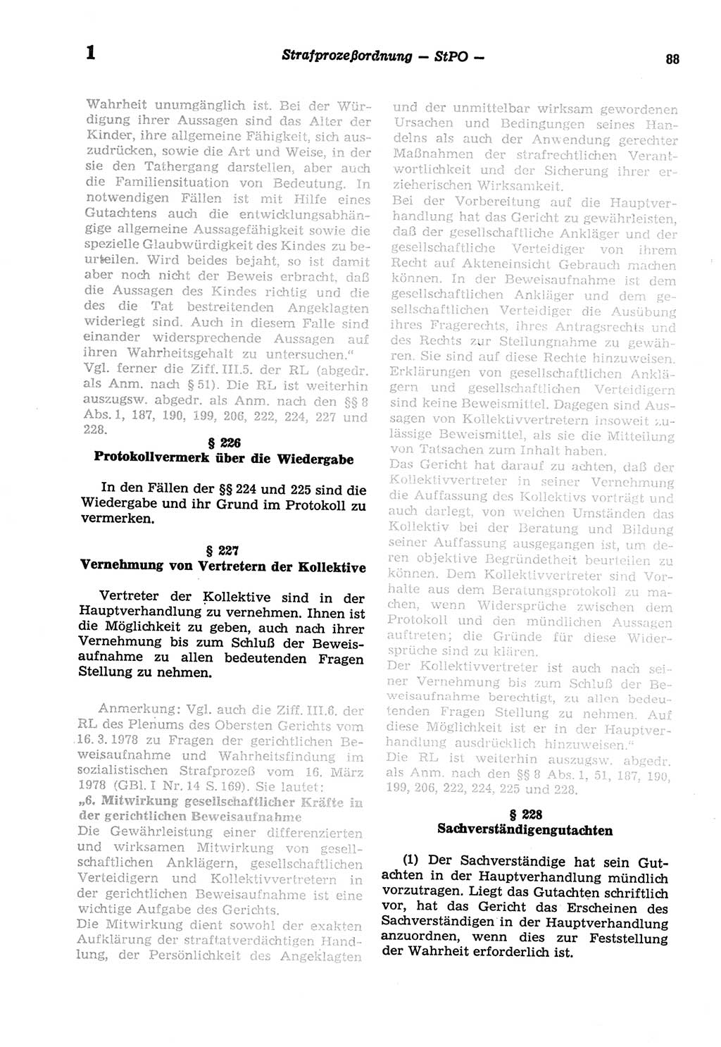 Strafprozeßordnung (StPO) der Deutschen Demokratischen Republik (DDR) sowie angrenzende Gesetze und Bestimmungen 1977, Seite 88 (StPO DDR Ges. Best. 1977, S. 88)