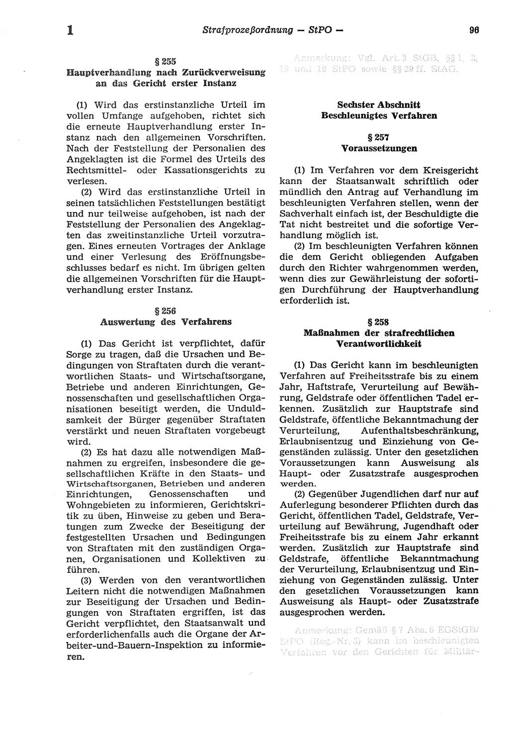 Strafprozeßordnung (StPO) der Deutschen Demokratischen Republik (DDR) sowie angrenzende Gesetze und Bestimmungen 1977, Seite 96 (StPO DDR Ges. Best. 1977, S. 96)